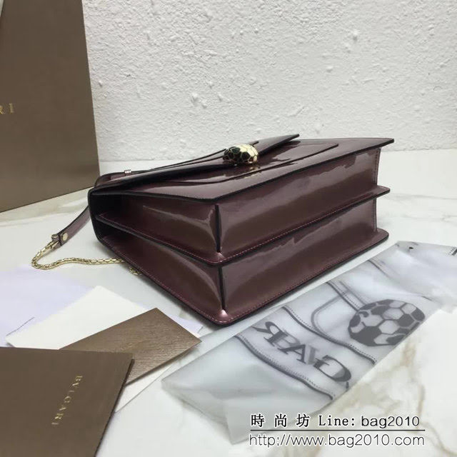 BVLGARI寶格麗 3層大號蛇頭包 頂級漆皮 手提單肩斜挎包 38629 FYD1405